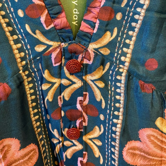 Farm Rio Seashell Tapestry long-sleeve minidresss, size Medium, NEW WITH TAGS - Picture 3 of 11